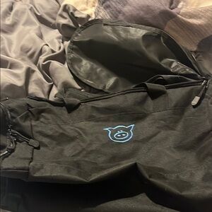 Black Duffel Bag with Blue Logo